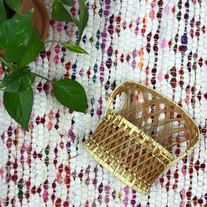 Vintage Miniature Wicker Rattan Chair Plant Stand